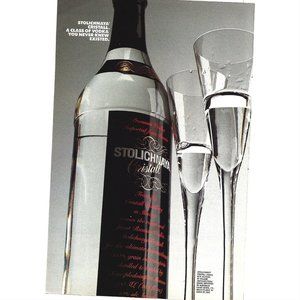 Stolichnaya Cristall Vodka AD 1990s  Vintage Print Ad
